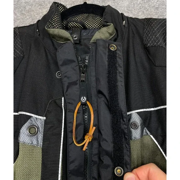 Vintage Belstaff Motorcycle Jacket Green Black Small Cordura Scotchlite Armored